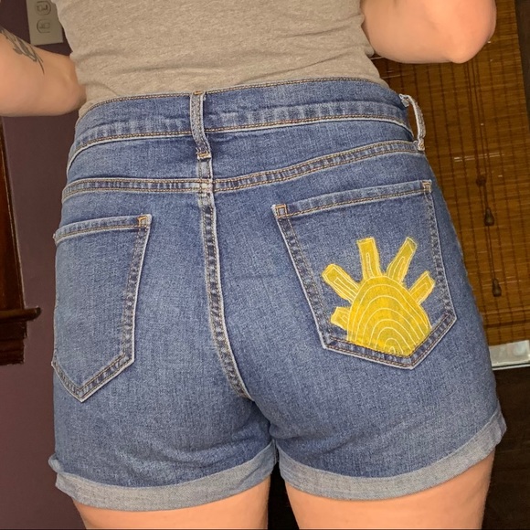 Denim Hand Painted Sunshine Jean Shorts - Picture 4 of 5